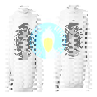 【バックプリント・背中側】ハシビロコウ『ロゴマーク』ブルー 青【どうぶつフレンズ】鳥 動物 ゆるくて かわいい イラスト スウェットシャツ - Kawaiitshirt