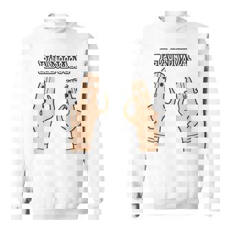 【バックプリント・背中側】ハニワ 埴輪 Haniwa『はろー』【踊る埴輪 男女】歴史土器 シンプル かわいい イラスト スウェットシャツ - Kawaiitshirt