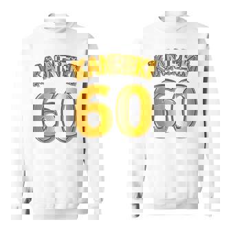 【バックプリント・背中側】還暦 六十歳 60才（ユニフォーム風）赤 レッド【金プレート風 文字】誕生日 面白 スウェットシャツ - Kawaiitshirt