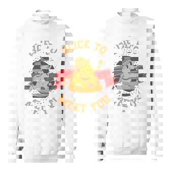 あなたに会うためにチーズクラストとスライス用のスライスが入ったピザ。 長袖tシャツ スウェットシャツ - Kawaiitshirt