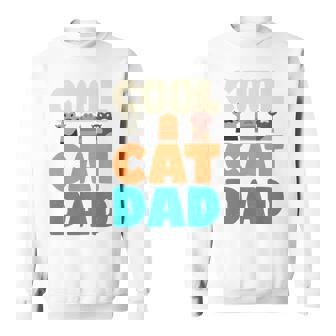 かっこいい猫お父さん面白い猫好きの男性 長袖tシャツ スウェットシャツ - Kawaiitshirt