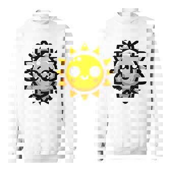 かわいい 漫画 太陽 放射 オレンジ イエロー 愛らしい スウェットシャツ - Kawaiitshirt