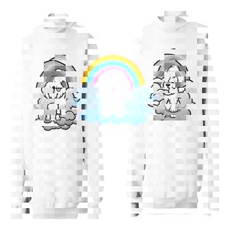 かわいいボロネーゼ犬 レインボークラウド カラフル カワイイ 子犬好き スウェットシャツ - Kawaiitshirt