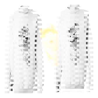 かわいい日本の秋田犬が角をのぞく犬好き。 スウェットシャツ - Kawaiitshirt