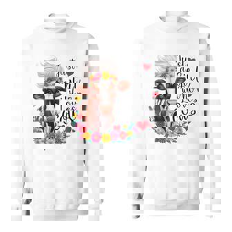 かわいい牛 ただの牛を愛する少女 長袖tシャツ スウェットシャツ - Kawaiitshirt