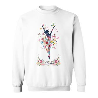 かわいい花柄バレリーナ 春の花 バレエダンサー スウェットシャツ - Kawaiitshirt