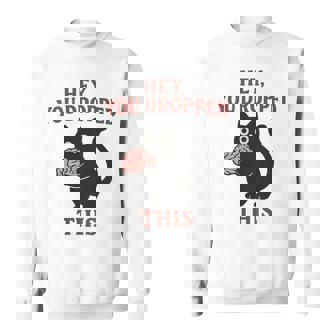 この脳みそのかわいい黒猫のミームを落とした 長袖tシャツ スウェットシャツ - Kawaiitshirt