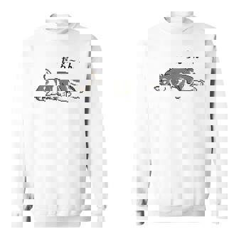 だらーんとくつろいでいる黒柴 柴犬のドット絵 長袖tシャツ スウェットシャツ - Kawaiitshirt