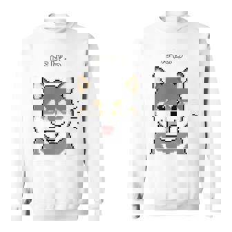 にぱっと笑う黒柴 柴犬のドット絵 スウェットシャツ - Kawaiitshirt
