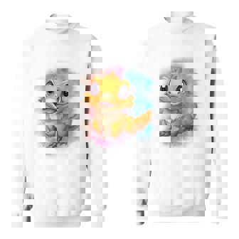 ひげを生やしたドラゴンの白い服のレインボーフラッグ スウェットシャツ - Kawaiitshirt