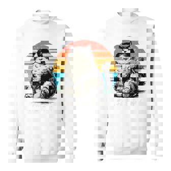 わがままボディ 猫 ねこ 太ったねこ ぽっちゃり ねこ好き かわいい おもしろ 面白い おもろい 手書き レトロ 長袖tシャツ スウェットシャツ - Kawaiitshirt