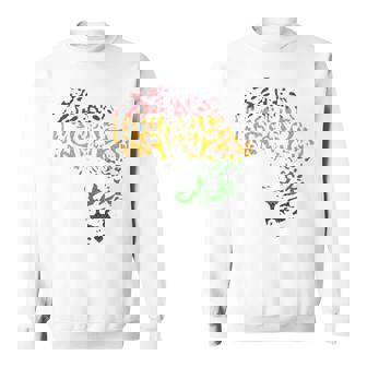 アフリカ地図 ヒョウ柄 アフリカラスタカラー スウェットシャツ - Kawaiitshirt