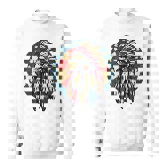 アメリカンイーグル チーフ インディアン ヘッドドレス ネイティブイーグル 長袖tシャツ スウェットシャツ - Kawaiitshirt