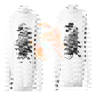 アメリカンツリー スズメ 鳥 幾何学模様 パッテンアート かわいい鳥 ロー スウェットシャツ - Kawaiitshirt