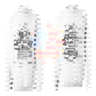 アメリカ国旗 愛国的な犬と猫の足跡プリント 7月4日 犬 スウェットシャツ - Kawaiitshirt