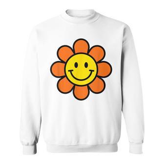 オレンジ イエロー ハッピー スマイル スマイル フェイス デイジー フラワーガール スウェットシャツ - Kawaiitshirt