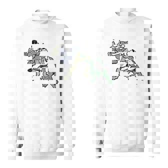 カエル 相撲 伝統 浮世絵 のようなカエルイラスト かわいい 渋かっこいい ワンポイント スウェットシャツ - Kawaiitshirt