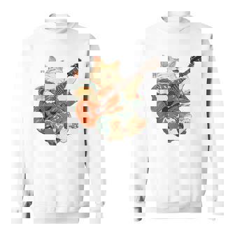 ギターを弾く日本の侍猫 忍者 浮世絵 アニメ スウェットシャツ - Kawaiitshirt