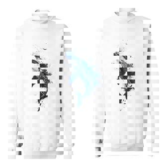 クジラ 水彩 海洋 動物 海の生物 青くじら デザイン スウェットシャツ - Kawaiitshirt