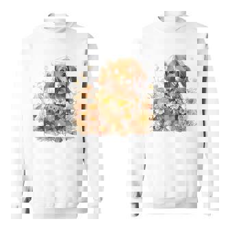 クリーム色の花のダックスフント 愛らしいミニドキシー犬 スウェットシャツ - Kawaiitshirt