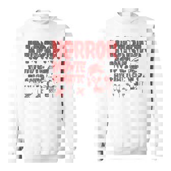 グランジー ダメージ加工 ホラー映画 ファン 赤 グラフィック 怖い頭蓋骨 長袖tシャツ スウェットシャツ - Kawaiitshirt