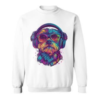 グリフォン ブリュッセロ 犬 音楽 ヘッドホン グリフォン ブリュッセル スウェットシャツ - Kawaiitshirt