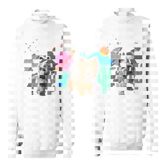 ケアンテリア デザートデザイン犬 長袖tシャツ スウェットシャツ - Kawaiitshirt