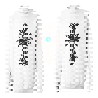 シルバークロス ブルーダイヤ 長袖tシャツ スウェットシャツ - Kawaiitshirt