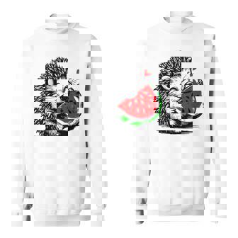 スイカの誕生日を食べるキュートで愛らしいハリネズミ スウェットシャツ - Kawaiitshirt