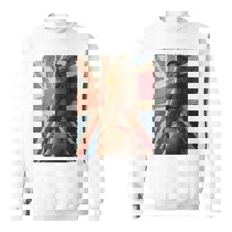 セクシーガールグラフィックtシャツ 「ホットピンナップガール&イギリスの旗」 長袖tシャツ スウェットシャツ - Kawaiitshirt