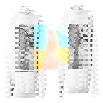 セクシーガールグラフィックtシャツ 「モダンピンナップガール&ウクライナ国旗2」 長袖tシャツ スウェットシャツ - Kawaiitshirt