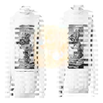 ダックスフンド 犬 筋トレ ウェイトリフティング ダンベル付き スウェットシャツ - Kawaiitshirt