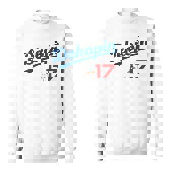 デコピン 大谷 Dekopin 愛犬 Decoy 二刀流 Decopin 野球 ユニホーム風 犬 かわいい 長袖tシャツ スウェットシャツ - Kawaiitshirt