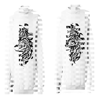 トライバルウルフ ポリネシア部族 マオリ柄 オオカミ スウェットシャツ - Kawaiitshirt