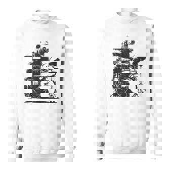 ドラマー ドラムキット クマの演奏 ドラムキット ミュージシャン スウェットシャツ - Kawaiitshirt