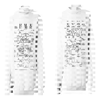 ドラムセットキット ヴィンテージ パテントドラマー ドローイングプリント スウェットシャツ - Kawaiitshirt