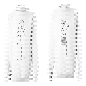 ハニワ 埴輪《モノクロ》【踊る埴輪 男】歴史土器 シンプル かわいい イラスト 長袖tシャツ スウェットシャツ - Kawaiitshirt