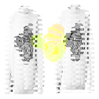 ハンバーガーを食べるかわいいカメ 面白いハンバーガー 長袖tシャツ スウェットシャツ - Kawaiitshirt