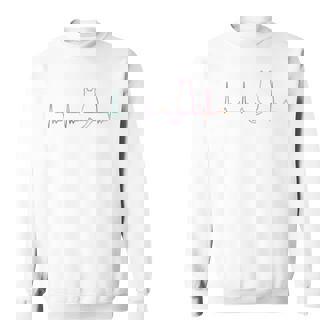 ハートビート 猫好き ねこ好き ネコ好き ハートビート猫 後ろ姿 猫の飼い主 おもしろ 可愛い ネコ 猫 ねこ 長袖tシャツ スウェットシャツ - Kawaiitshirt