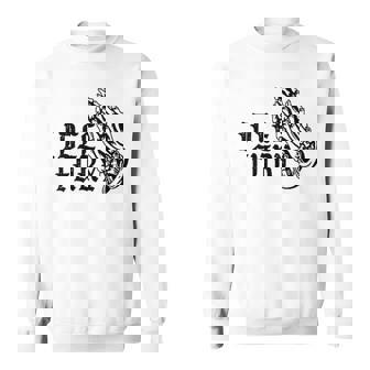 バック プリントを見る Idle Fury Don't Crykeleton Praying 泣かないで 祈る骸骨 スウェットシャツ - Kawaiitshirt