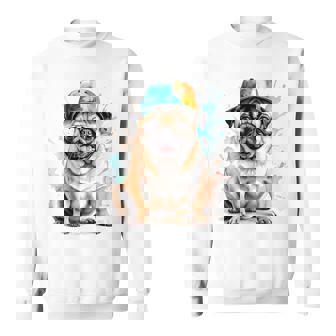 パグ、スナップバック キャップ、犬、カラフル、面白い、動物プリント スウェットシャツ - Kawaiitshirt