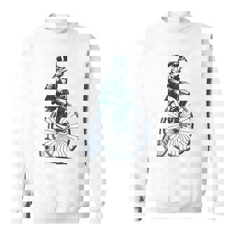 ビンテージのペニーファージング自転車に乗る粋なカエルのサイクリスト スウェットシャツ - Kawaiitshirt