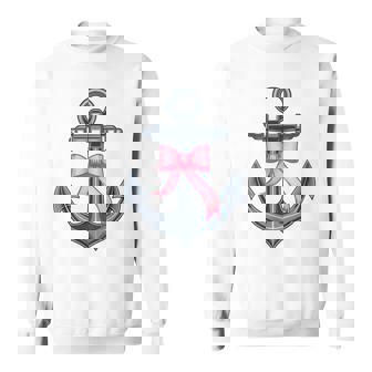 ピンクリボンボウコケット付きマリンアンカー。 スウェットシャツ - Kawaiitshirt