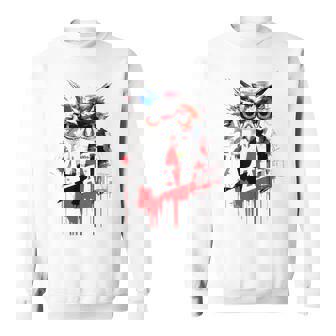 フクロウ アート 絵画 抽象 動物 描画 グラフィック フクロウ スウェットシャツ - Kawaiitshirt