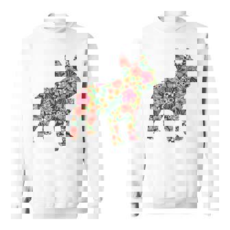 フレンチ ブルドッグ フラワー フローラル フレンチ ドッグ シルエット 犬 ペット スウェットシャツ - Kawaiitshirt