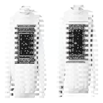 ホワイトブラックバンダナプリントtシャツ ペイズリー柄 スウェットシャツ - Kawaiitshirt