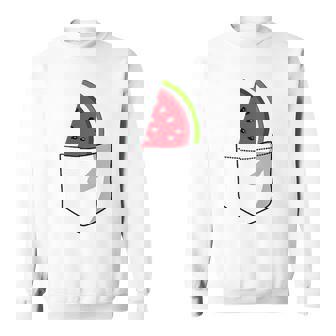 ポケットに入ったスイカのポケットプリントの面白いスイカ。 スウェットシャツ - Kawaiitshirt