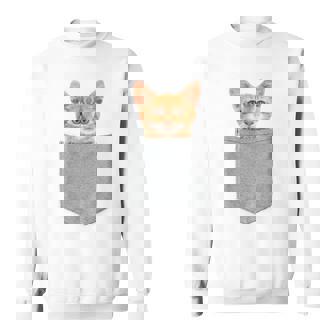 ポケットの中の猫ポケットキャット猫好き ねこ好き ネコ好きニャー猫 猫の飼い主 心電図 おもしろ 可愛い ねこ ネコ 猫 長袖tシャツ スウェットシャツ - Kawaiitshirt