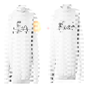 ポメラニアン Ekg ハートビートハートライン 肉球プリント スウェットシャツ - Kawaiitshirt