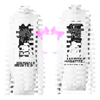 メイクアップアーティスト 美容師 美容師 顔 乱雑なお団子 スウェットシャツ - Kawaiitshirt